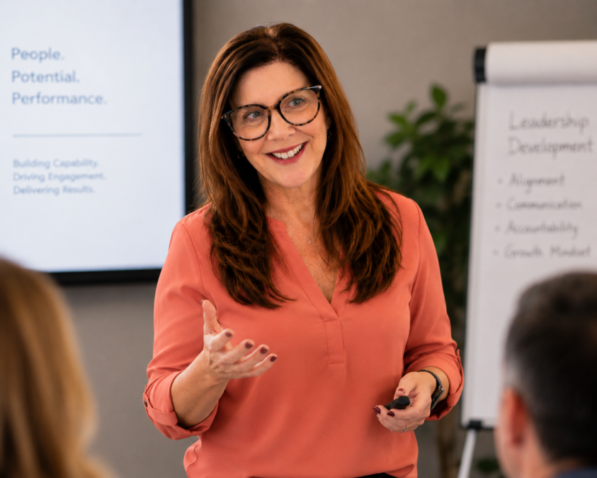 Linda leading a leadership development session